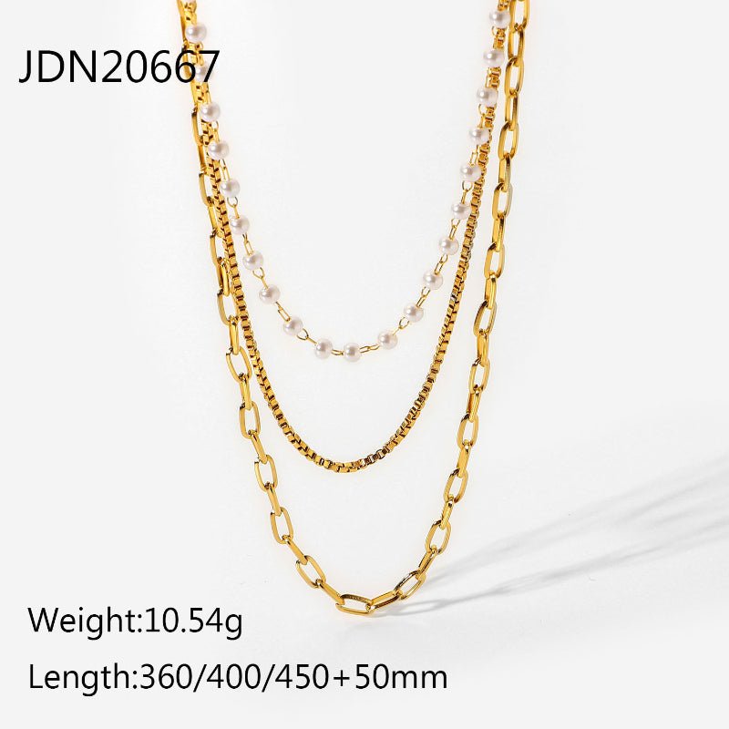 European American Three Layer Stacked Titanium Steel Necklace For Women Light Luxury Premium Clavicle Chain Stainless Steel Jewelry Cross Border