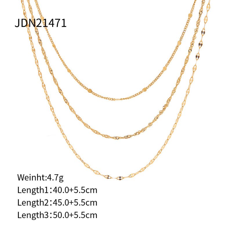 European American Three Layer Stacked Titanium Steel Necklace For Women Light Luxury Premium Clavicle Chain Stainless Steel Jewelry Cross Border