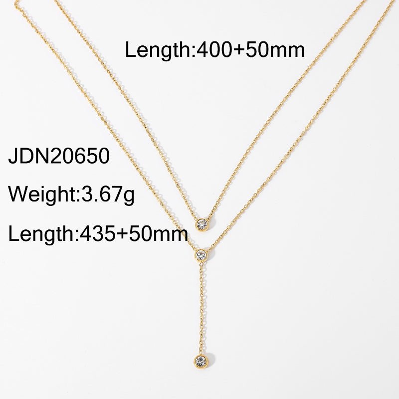 Titanium Steel Zircon Light Luxury Sweater Necklace 18K Gold For Women Autumn Winter Premium Y Necklace Stainless Steel Cross Border Jewelry