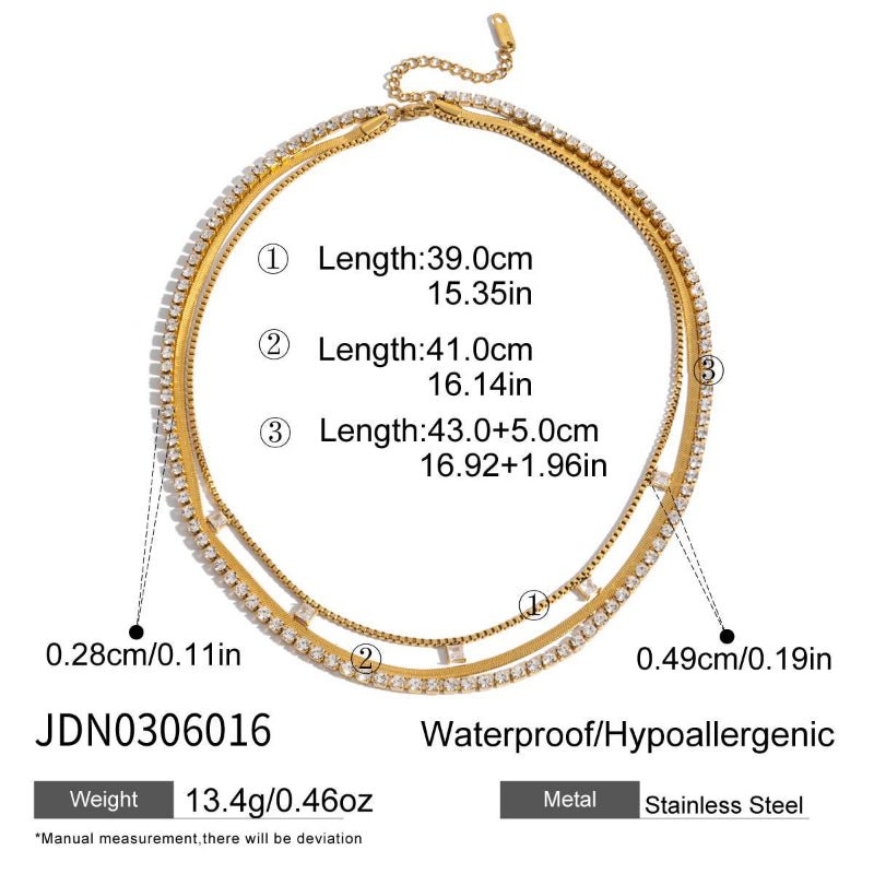 European American Three Layer Stacked Titanium Steel Necklace For Women Light Luxury Premium Clavicle Chain Stainless Steel Jewelry Cross Border