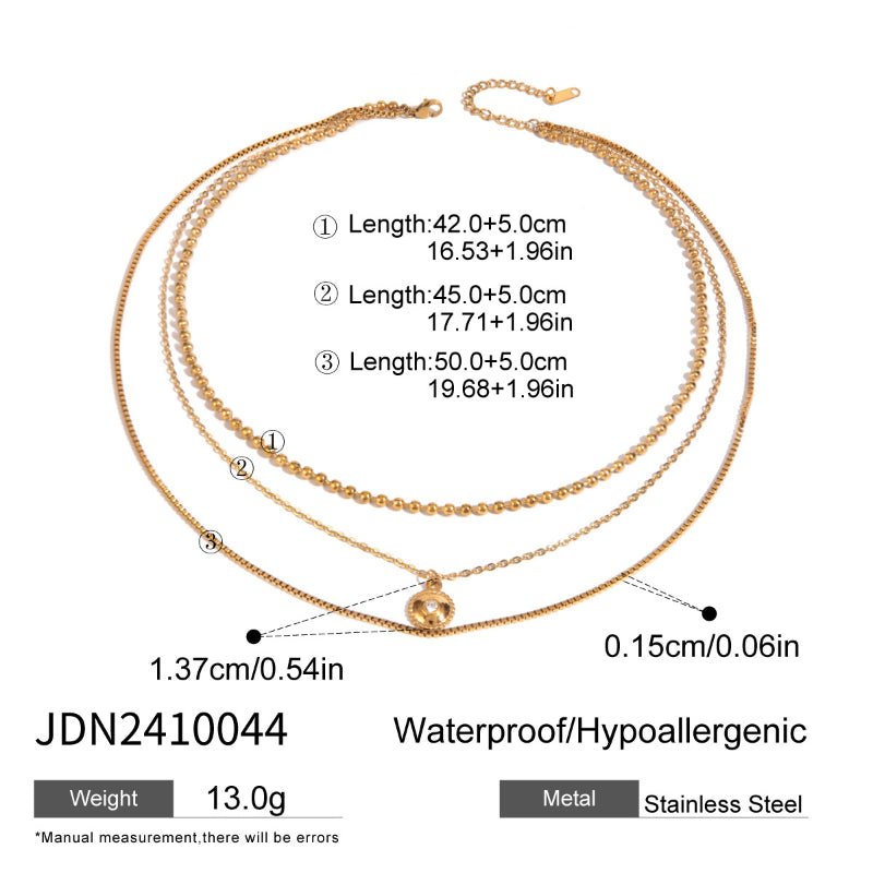 European American Three Layer Stacked Titanium Steel Necklace For Women Light Luxury Premium Clavicle Chain Stainless Steel Jewelry Cross Border