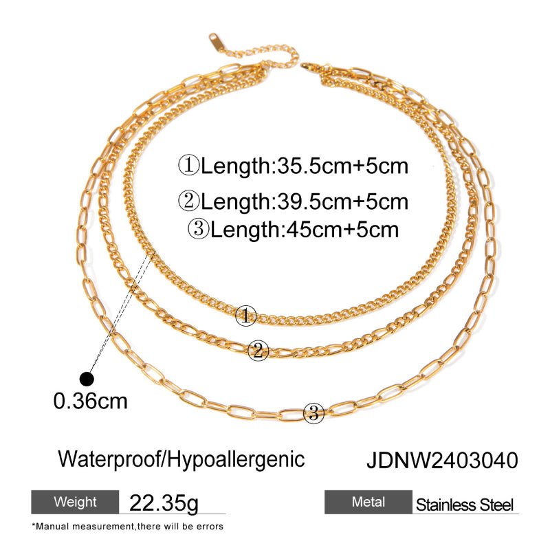 European American Three Layer Stacked Titanium Steel Necklace For Women Light Luxury Premium Clavicle Chain Stainless Steel Jewelry Cross Border