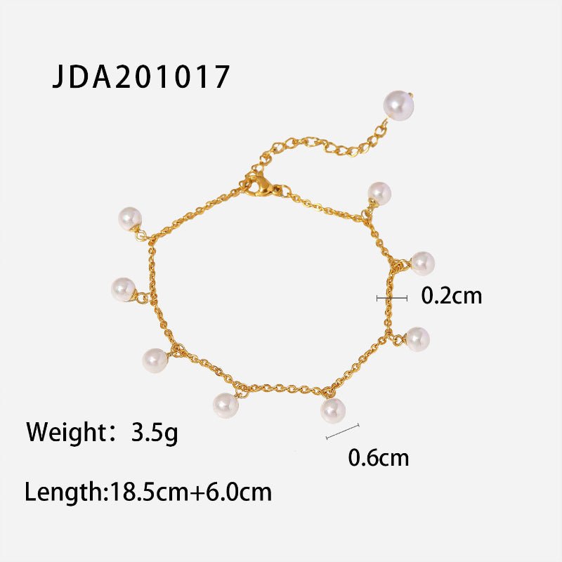 European INS Influencer Style New Women Fashion Anklet 18K Gold Pearl Tassel Pendant Jewelry Versatile For Women