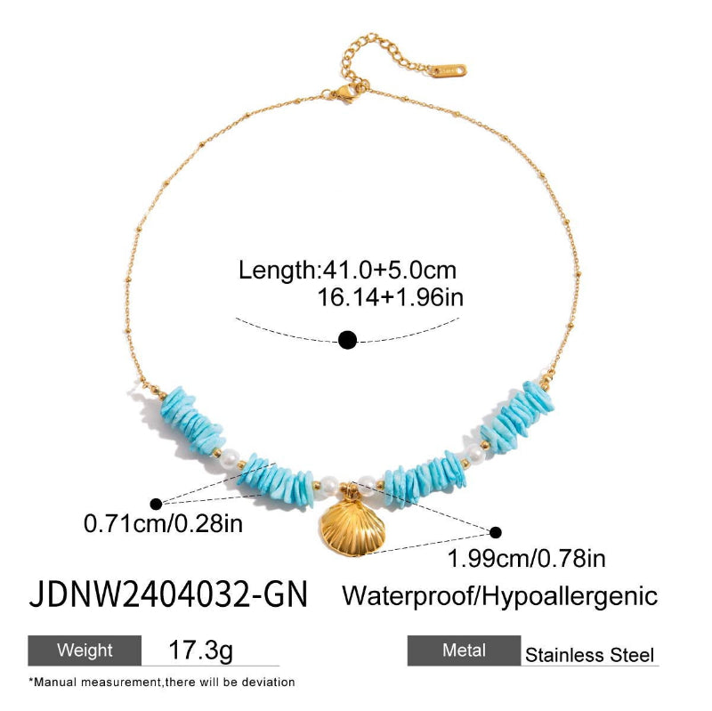 European American Titanium Steel Shell Pearl Necklace Light Luxury High-End Ocean Jewelry Cross-Border Stainless Steel Accessories for Women