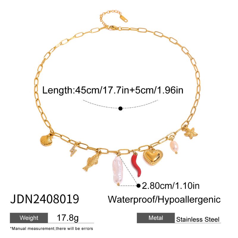 European American Titanium Steel Shell Necklace Light Luxury High-End Beach Vacation Style Collarbone Chain Cross-Border Stainless Steel Jewelry