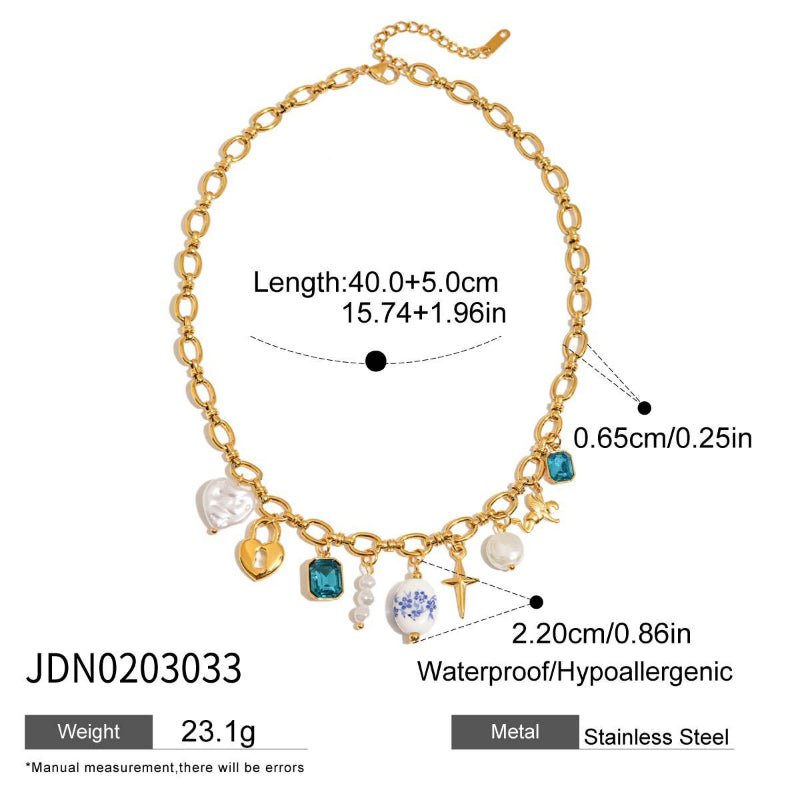 European American Titanium Steel Shell Necklace Light Luxury High-End Beach Vacation Style Collarbone Chain Cross-Border Stainless Steel Jewelry