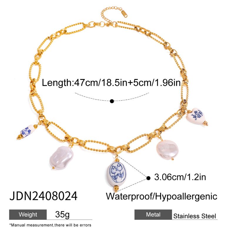 European American Titanium Steel Shell Necklace Light Luxury High-End Beach Vacation Style Collarbone Chain Cross-Border Stainless Steel Jewelry