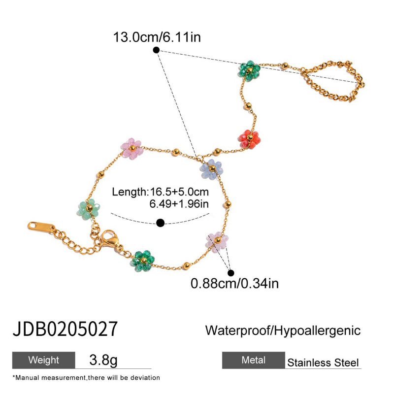 European American Stainless Steel Zircon Pearl Linked Finger Bracelet Light Luxury High-End Titanium Steel Tarnish-Free Cross-Border Jewelry