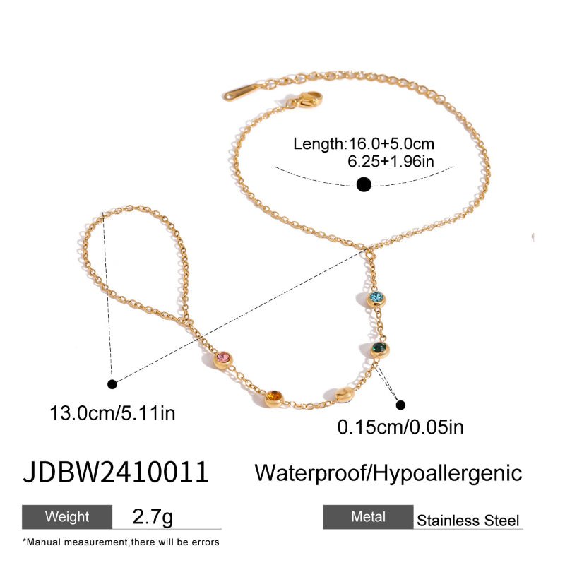 European American Stainless Steel Zircon Pearl Linked Finger Bracelet Light Luxury High-End Titanium Steel Tarnish-Free Cross-Border Jewelry