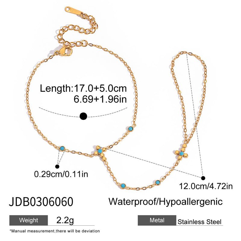 European American Stainless Steel Zircon Pearl Linked Finger Bracelet Light Luxury High-End Titanium Steel Tarnish-Free Cross-Border Jewelry