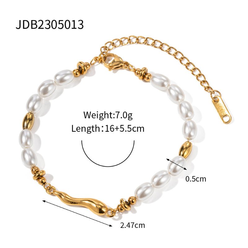 Cross-Border Stainless Steel Pearl Bracelet for Women Tarnish-Free Titanium Steel Beaded Bracelet High-End Stackable Hand Jewelry