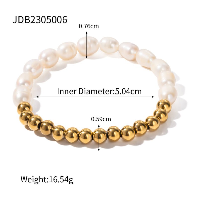 Cross-Border Stainless Steel Pearl Bracelet for Women Tarnish-Free Titanium Steel Beaded Bracelet High-End Stackable Hand Jewelry