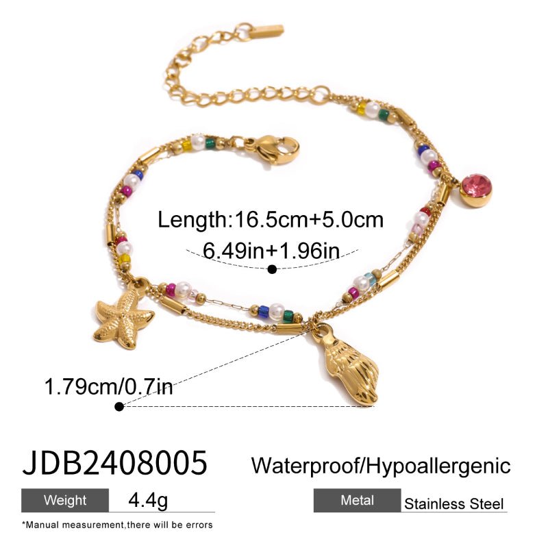 European American Stainless Steel Natural Stone Ocean DIY Bracelet Premium Personalized Jewelry 18K Titanium Steel Jewelry Cross Border