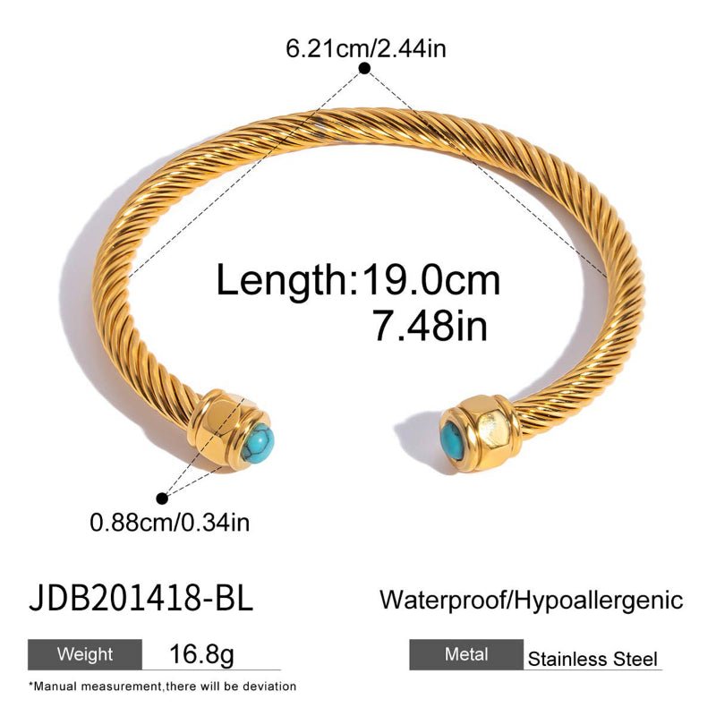 European American Natural Stone Titanium Steel Bracelet For Women Non Fading Niche Open Bangle Stainless Steel Jewelry Premium Cross Border