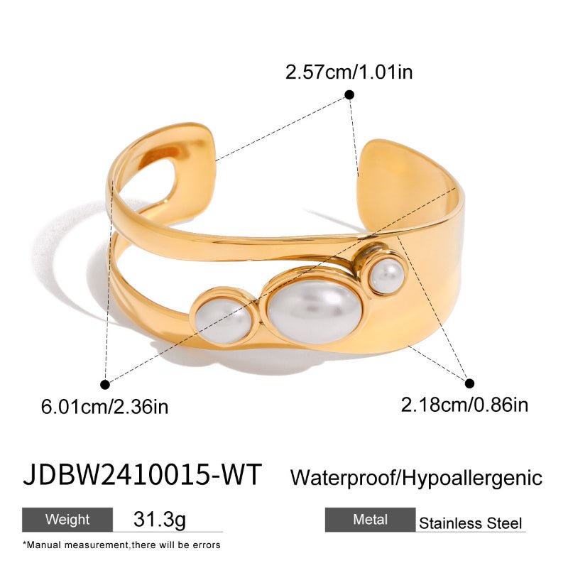 Natural Stone Titanium Steel Open Bangle For Women Non Fading Jewelry Stainless Steel Ring Cross Border Hot Selling Clover Jewelry