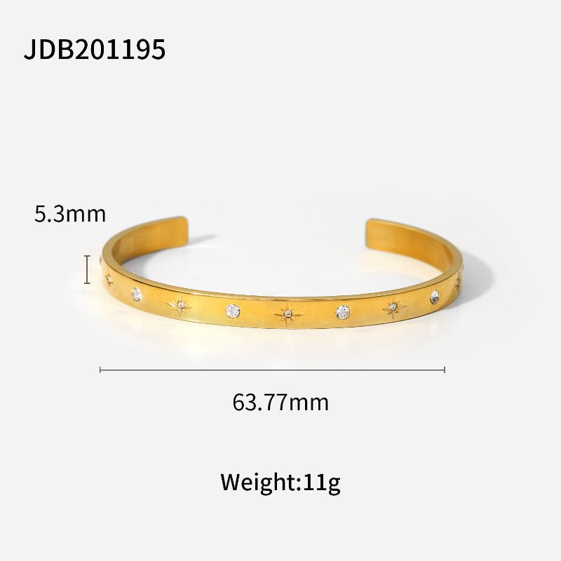 ieding European American 18K Gold Stainless Steel Zircon Bracelet Non Fading Light Luxury High Grade Hand Jewelry Titanium Steel Cross Border Jewelry