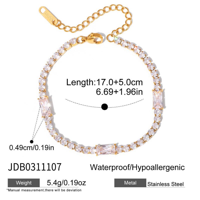 Stainless Steel Sparkling Zircon Bracelet INS Korean Style Women High Grade Non Fading Bangle Titanium Steel Cross Border Jewelry