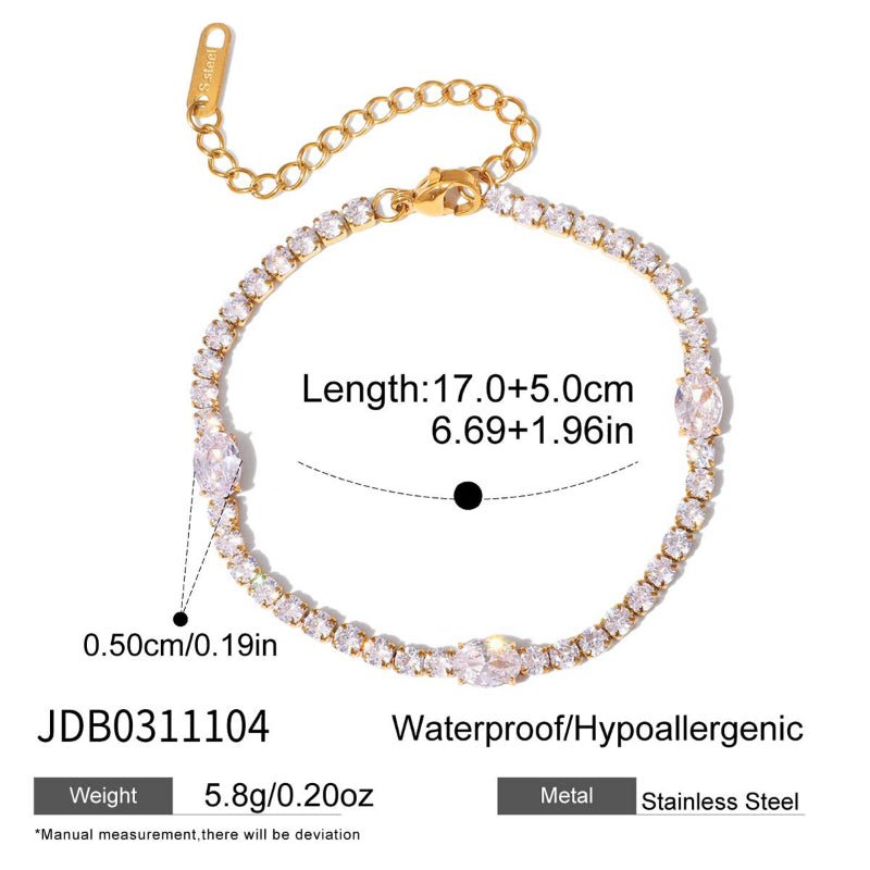 Stainless Steel Sparkling Zircon Bracelet INS Korean Style Women High Grade Non Fading Bangle Titanium Steel Cross Border Jewelry