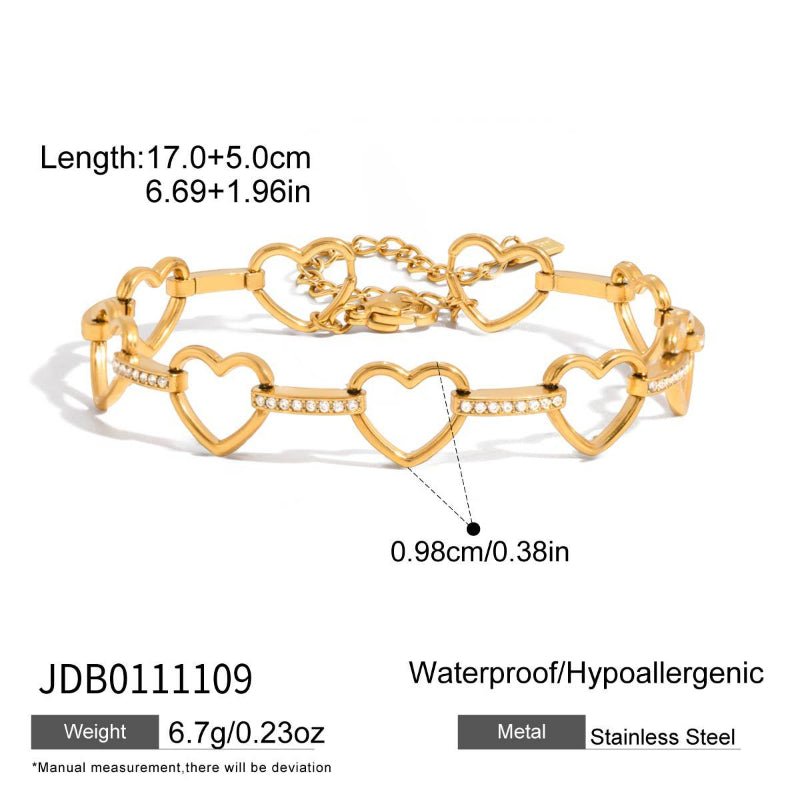 Stainless Steel Sparkling Zircon Bracelet INS Korean Style Women High Grade Non Fading Bangle Titanium Steel Cross Border Jewelry