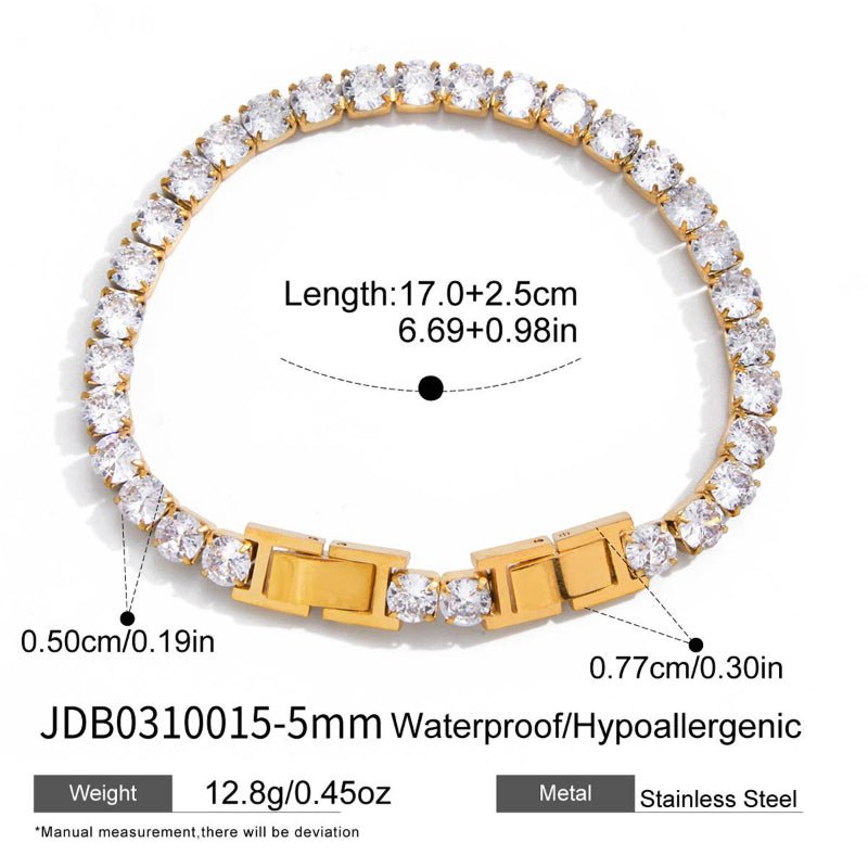 Cross-Border Stainless Steel Zircon Tennis Bracelet Light Luxury Minimalist INS Korean Style Women Jewelry European American Titanium Steel Jewelry