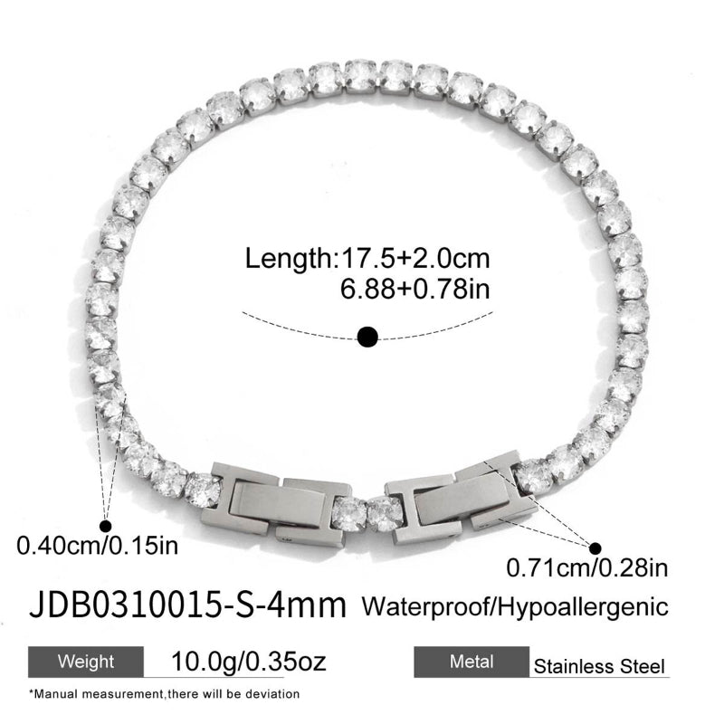 Cross-Border Stainless Steel Zircon Tennis Bracelet Light Luxury Minimalist INS Korean Style Women Jewelry European American Titanium Steel Jewelry