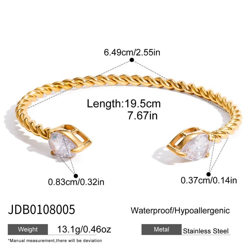 European American Stainless Steel Zircon Bracelet Light Luxury High Grade 18K Gold Plated Bangle Non Fading Titanium Steel Cross Border Jewelry