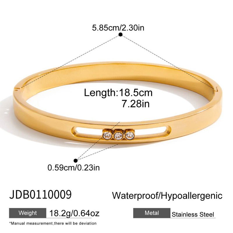 European American Stainless Steel Zircon Bracelet Light Luxury High Grade 18K Gold Plated Bangle Non Fading Titanium Steel Cross Border Jewelry