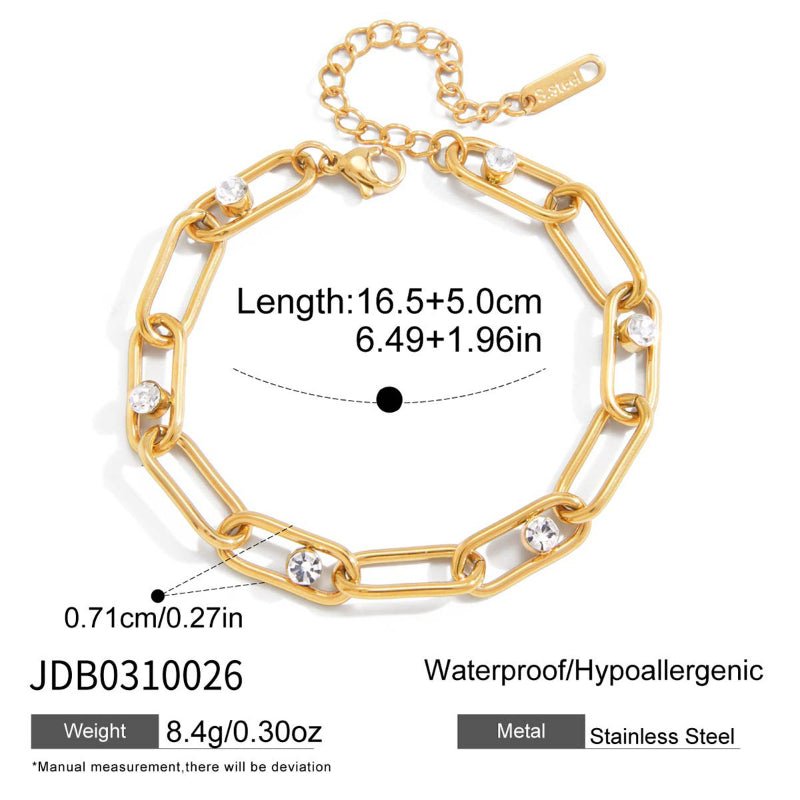 Stainless Steel Zircon Bracelet Light Luxury High Grade Bangle Non Fading Real Gold Plated Jewelry Cross Border Titanium Steel Jewelry