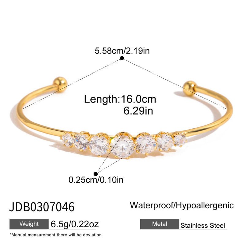 Cross Border Stainless Steel Zircon Bangle Non Fading Light Luxury High Grade Jewelry 18K Gold Titanium Steel European American Jewelry