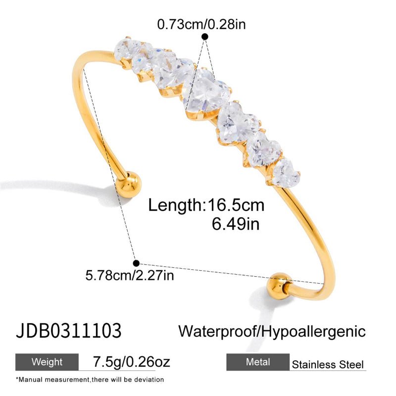 Cross Border Stainless Steel Zircon Bangle Non Fading Light Luxury High Grade Jewelry 18K Gold Titanium Steel European American Jewelry