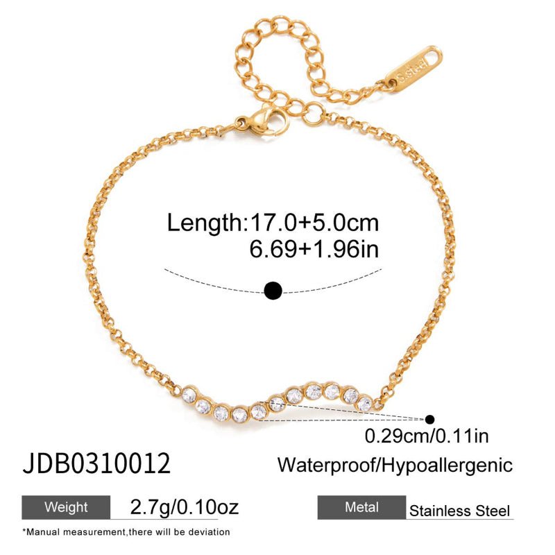 European American Stainless Steel Zircon Tennis Bracelet Light Luxury High Grade INS Korean Style Bracelet Titanium Steel Cross Border Jewelry