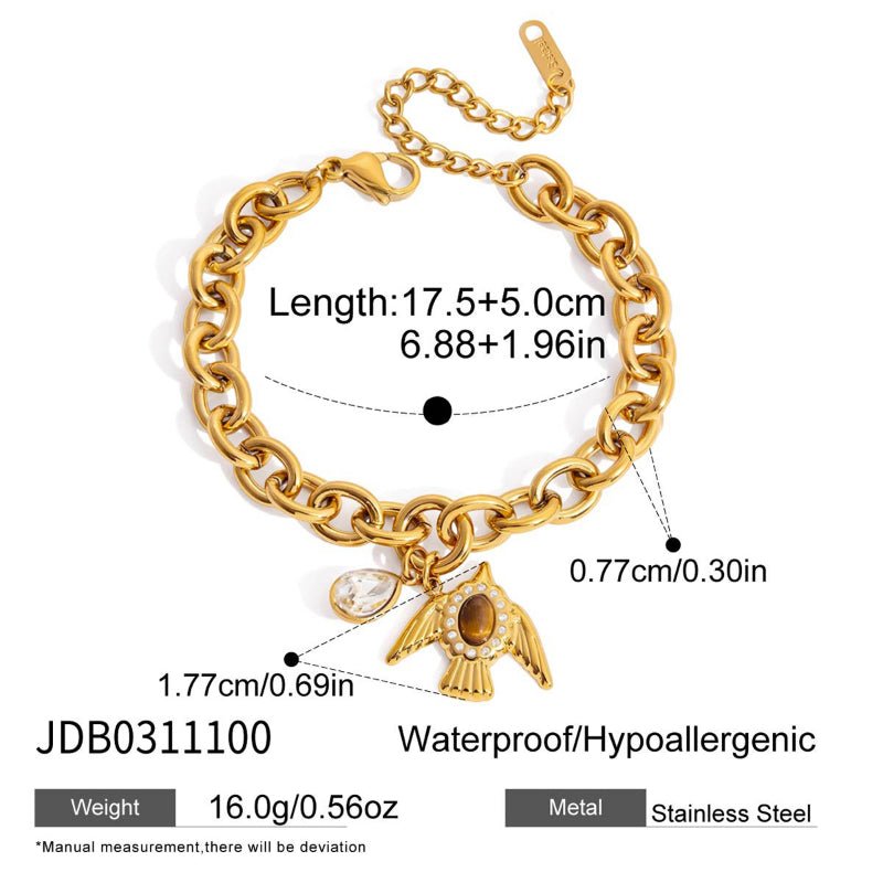 European American Stainless Steel Bird Bracelet Light Luxury High Grade Stackable Bangle Non Fading Titanium Steel Cross Border Jewelry For Women