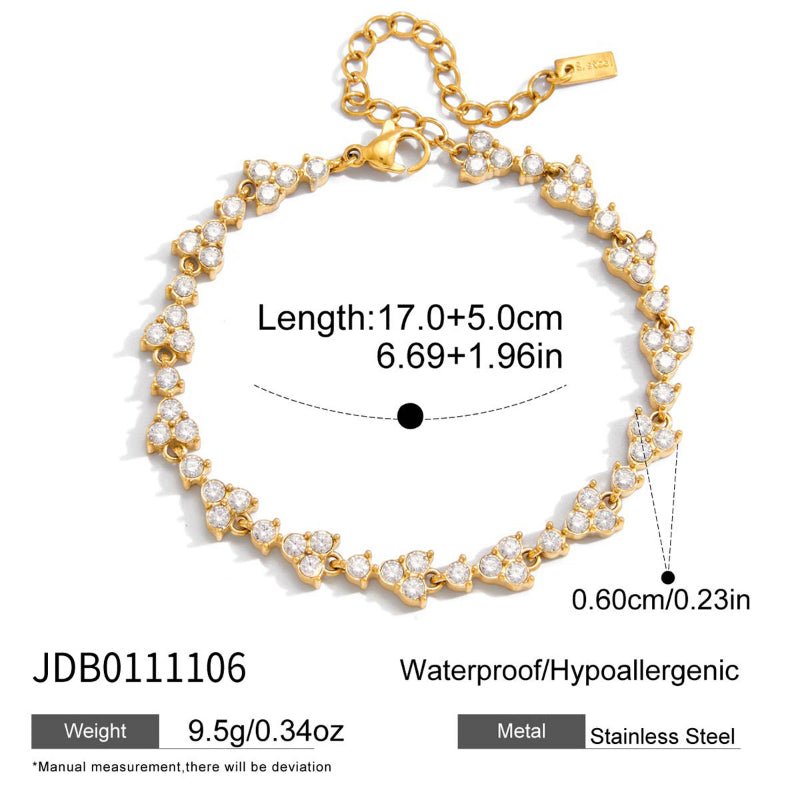 Stainless Steel Crystal Love Heart Bracelet Light Luxury High Grade Stackable Bangle Titanium Steel Cross Border Valentine's Day Jewelry For Women