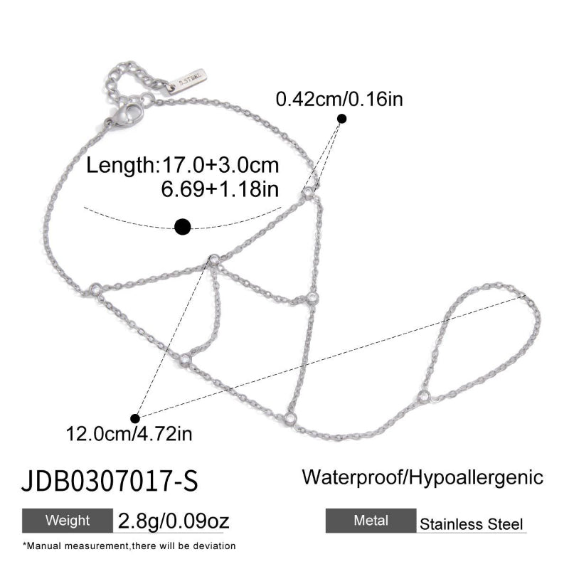 High Grade Stainless Steel Finger Connected Bracelet Light Luxury Minimalist Women's INS Korean Style Hand Jewelry Titanium Steel Cross Border Jewelry