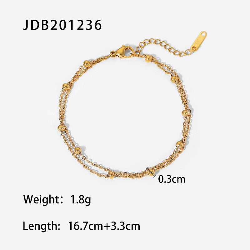 European and American Style Stainless Steel Beaded Bracelet High Sense Color Block Letter Metal Chain Titanium Steel Bracelet Cross Border Jewelry