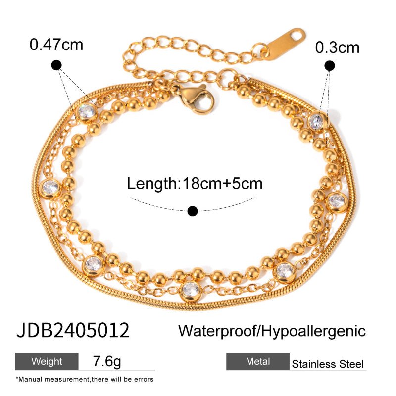 European and American Style Stainless Steel Zircon Bracelet For Women Light Luxury High End Jewelry Non Fading Titanium Steel Jewelry Cross Border Hot Sale