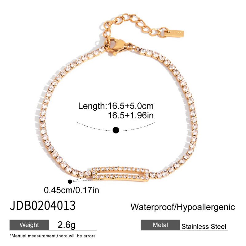 European and American Style Stainless Steel Zircon Bracelet For Women Light Luxury High End Jewelry Non Fading Titanium Steel Jewelry Cross Border Hot Sale