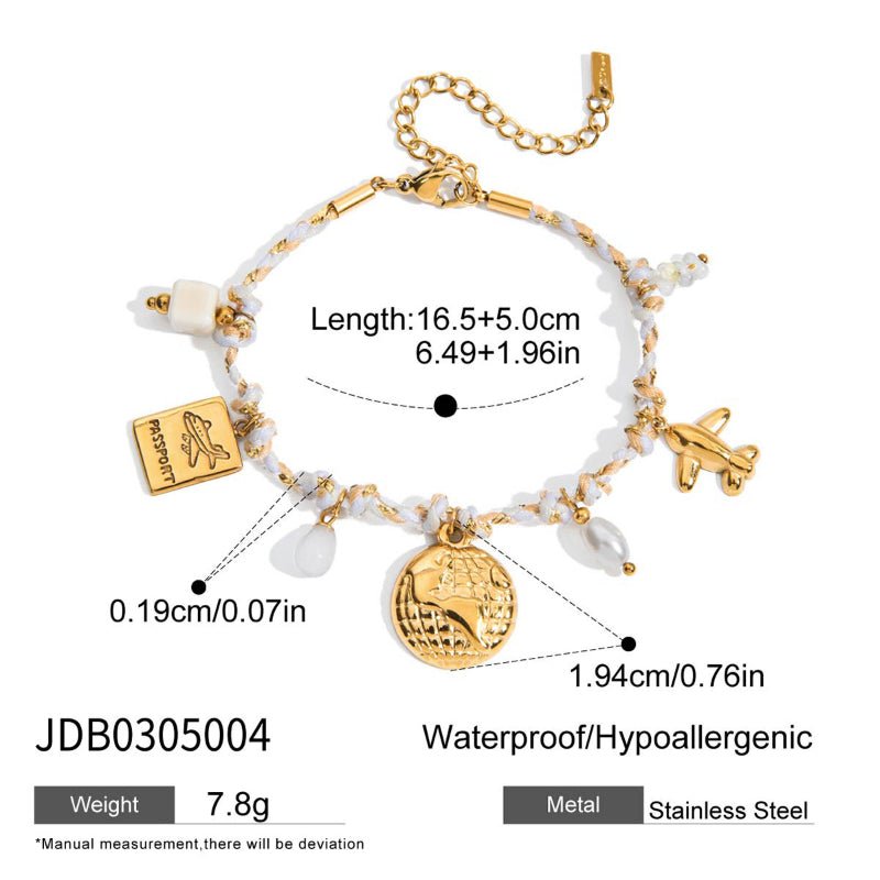 Letter Fruit Stainless Steel Pearl Bracelet Light Luxury High-End Tarnish-Free Titanium Steel Stackable Hand Jewelry Cross-Border for Women