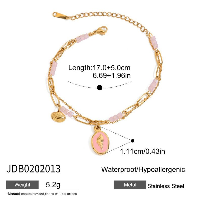 Letter Fruit Stainless Steel Pearl Bracelet Light Luxury High-End Tarnish-Free Titanium Steel Stackable Hand Jewelry Cross-Border for Women