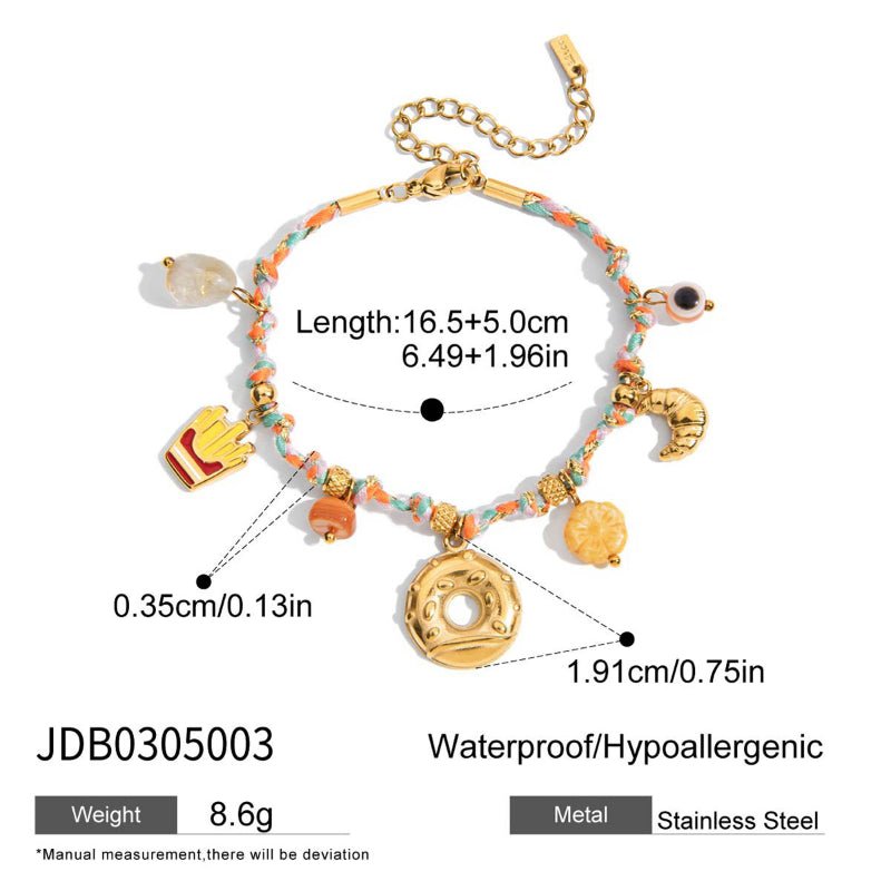 Letter Fruit Stainless Steel Pearl Bracelet Light Luxury High-End Tarnish-Free Titanium Steel Stackable Hand Jewelry Cross-Border for Women