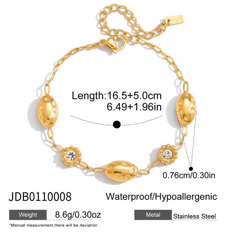 European American Stainless Steel Rhinestone Bracelet for Women Light Luxury Niche Hand Jewelry 18K Titanium Steel Tarnish-Free Cross-Border Accessory