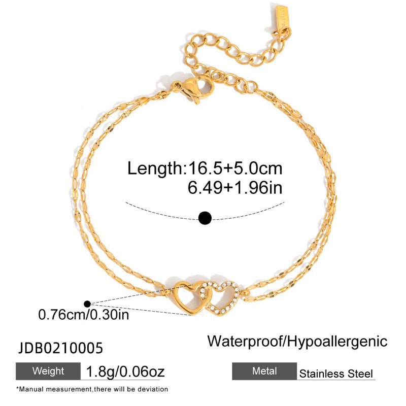 European American Stainless Steel Rhinestone Bracelet for Women Light Luxury Niche Hand Jewelry 18K Titanium Steel Tarnish-Free Cross-Border Accessory