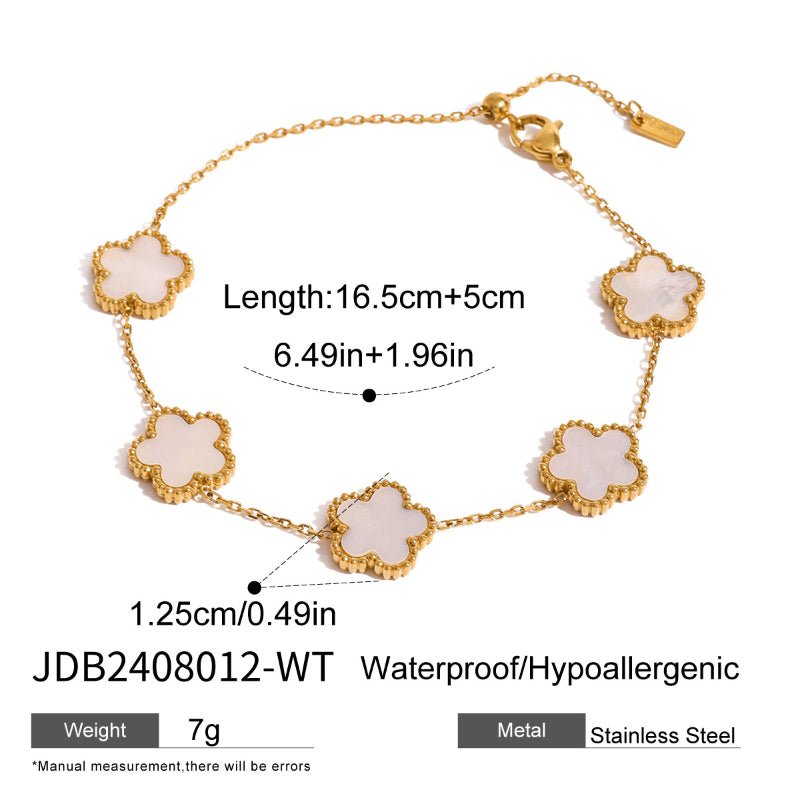 European American Stainless Steel Five-Petal Flower Bracelet Women's Light Luxury High-End Ins Bracelet Cross-Border Valentine's Day Jewelry