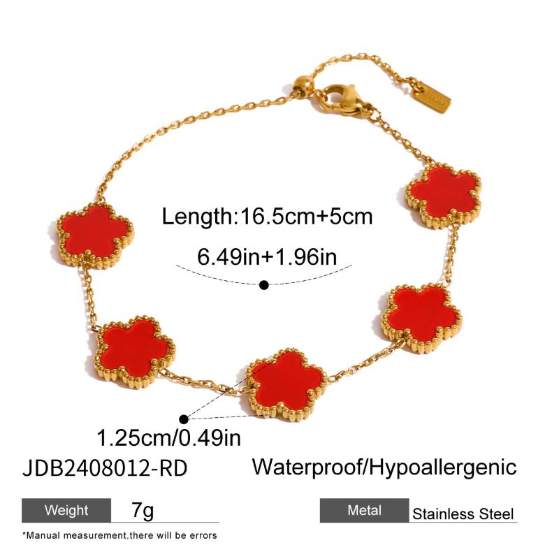 European American Stainless Steel Five-Petal Flower Bracelet Women's Light Luxury High-End Ins Bracelet Cross-Border Valentine's Day Jewelry