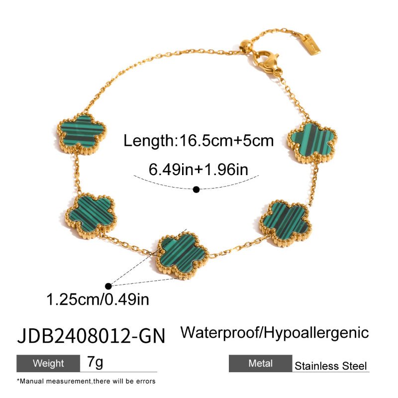 European American Stainless Steel Five-Petal Flower Bracelet Women's Light Luxury High-End Ins Bracelet Cross-Border Valentine's Day Jewelry