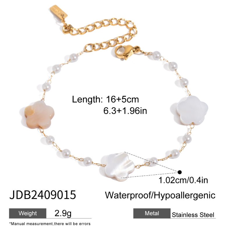 European American Stainless Steel Five-Petal Flower Bracelet Women's Light Luxury High-End Ins Bracelet Cross-Border Valentine's Day Jewelry