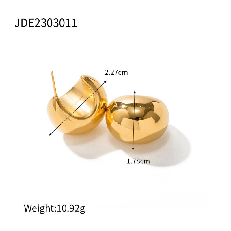 18K Gold Plated Ball Half Round Thick C Hoop Earrings Hollow Trendy Fashion Influencer Earrings for Women Cross-Border Wholesale