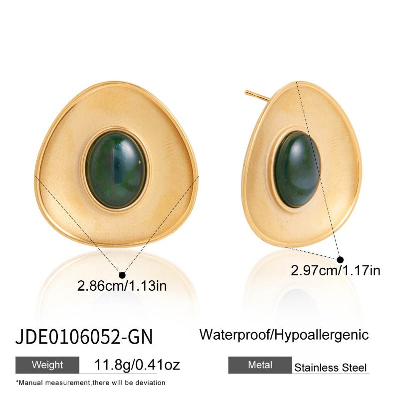 European American Stainless Steel Amber Resin Earrings Light Luxury High-End Tarnish-Free Stud Earrings Women's Ear Jewelry