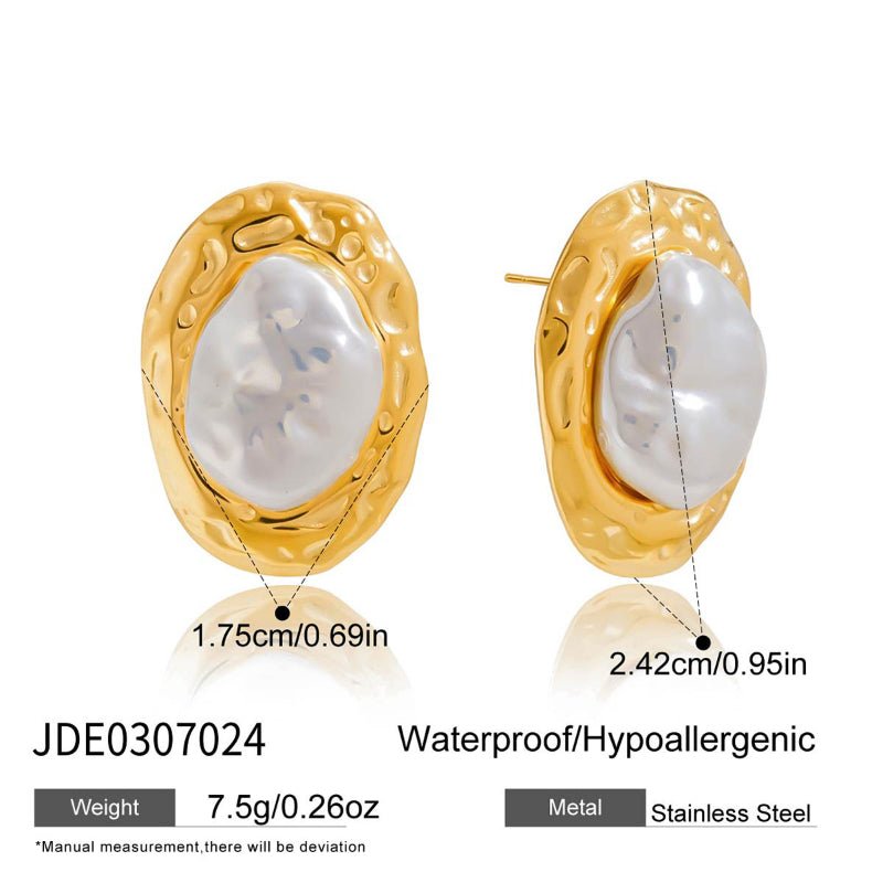 European American Titanium Steel Faux Pearl Stud Earrings Light Luxury High-End Tarnish-Free Stainless Steel Cross-Border Ear Jewelry