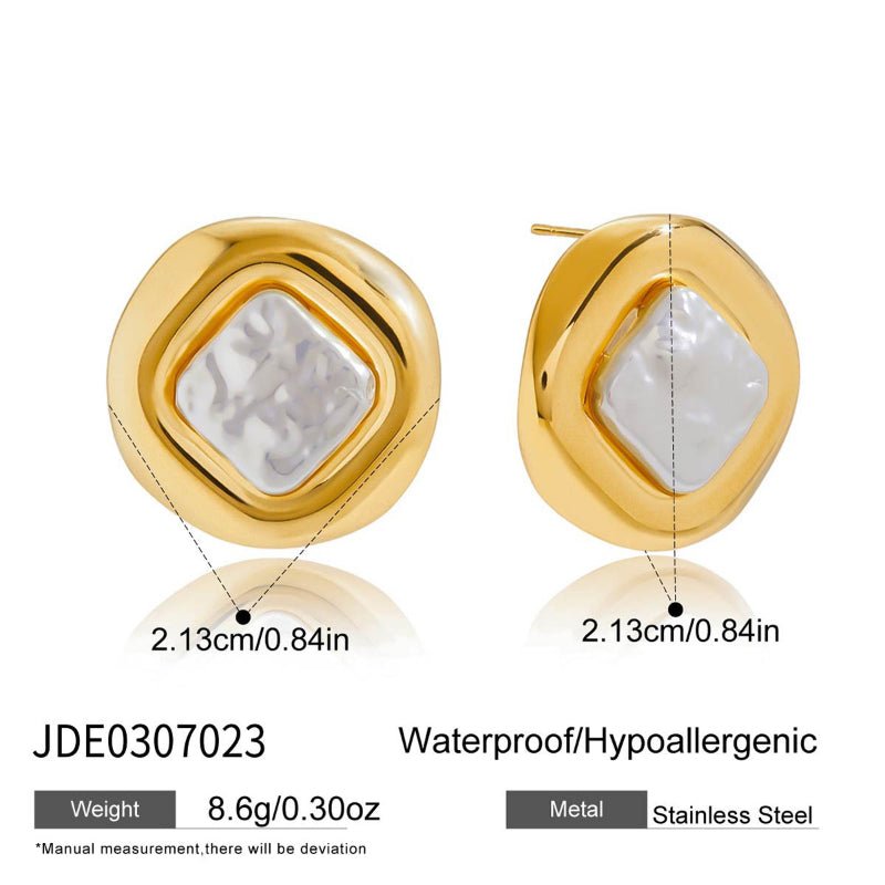 European American Titanium Steel Faux Pearl Stud Earrings Light Luxury High-End Tarnish-Free Stainless Steel Cross-Border Ear Jewelry